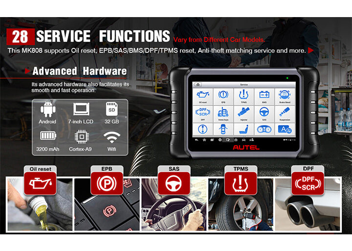 The Autel MK808Z has 28+ maintenance functions