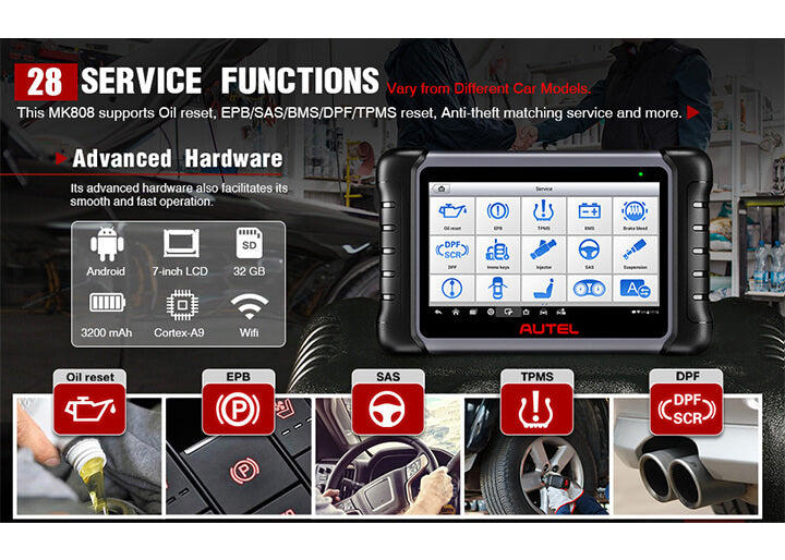The Autel MK808Z has 28+ maintenance functions 