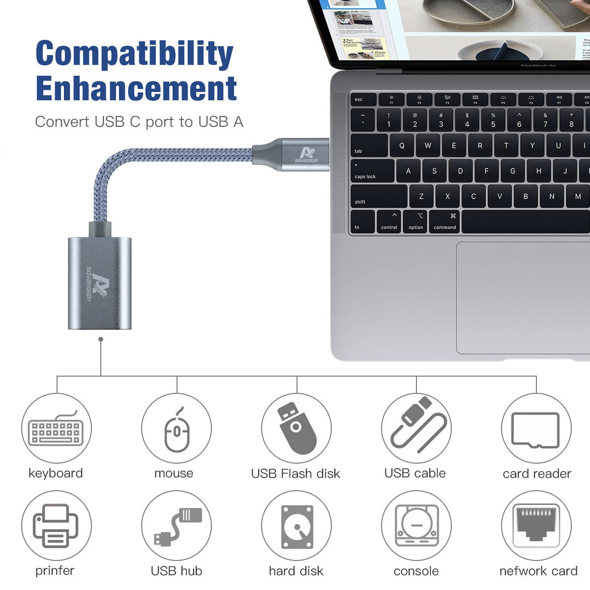 AJ advancegin USB C to USB 3.0 Data Synchronisation Cable Adapter