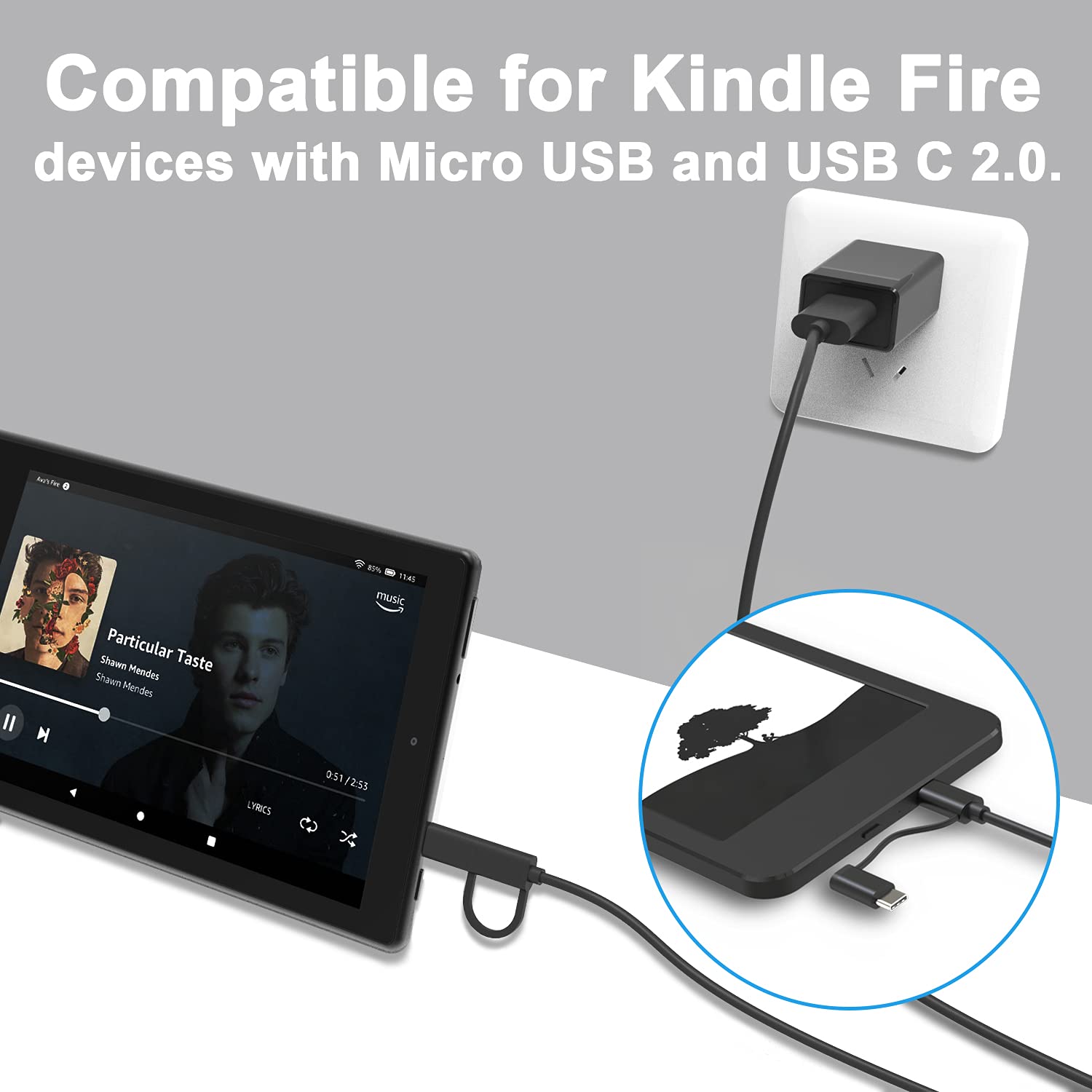 [ship from the US]Charger [UL Listed] Compatible for Amazon Kindle Fire HD 10 and more