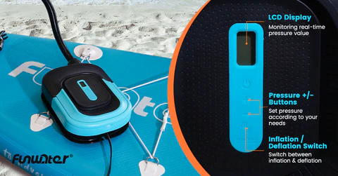 Fun water blue electric air pump for paddle board