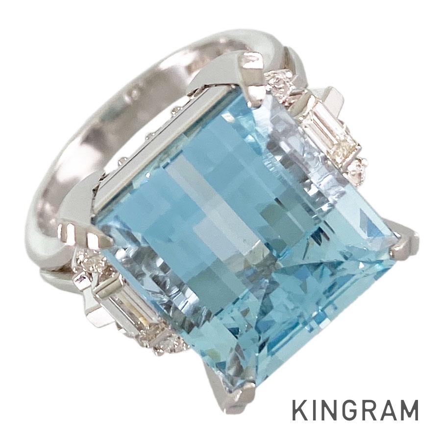 Ring Platinum Aquamarine Diamond