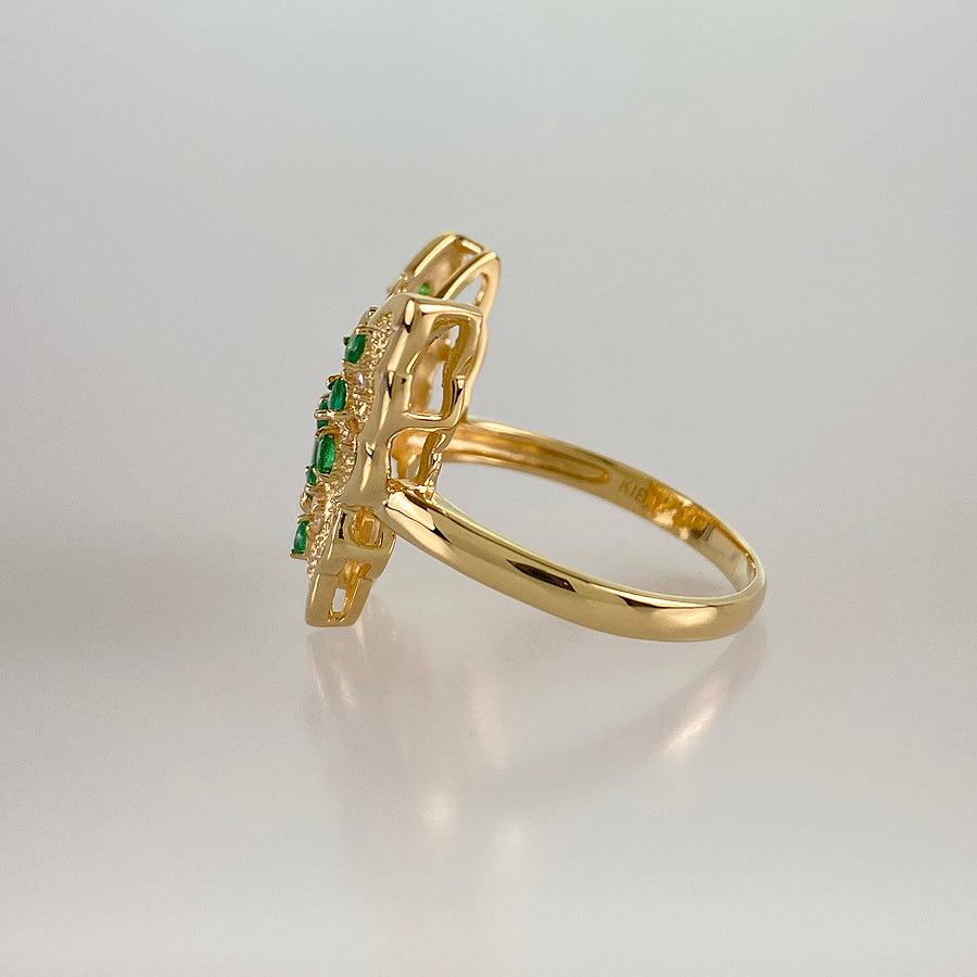 Ring Yellow gold Emerald Diamond