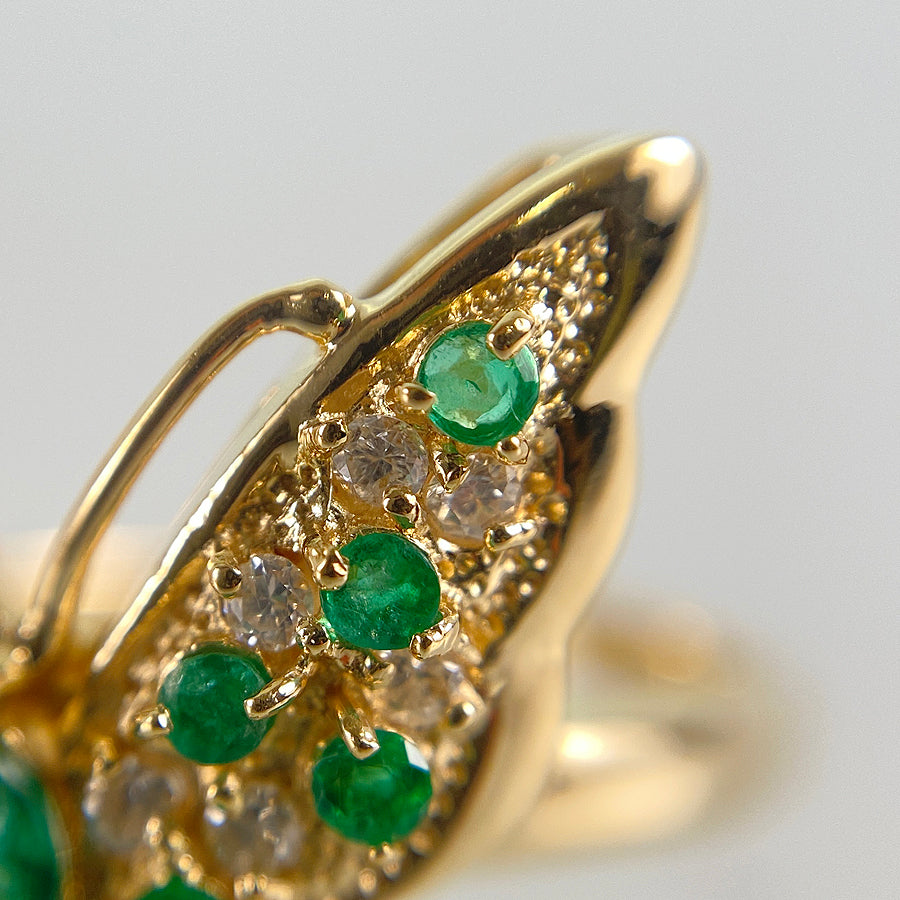 Ring Yellow gold Emerald Diamond