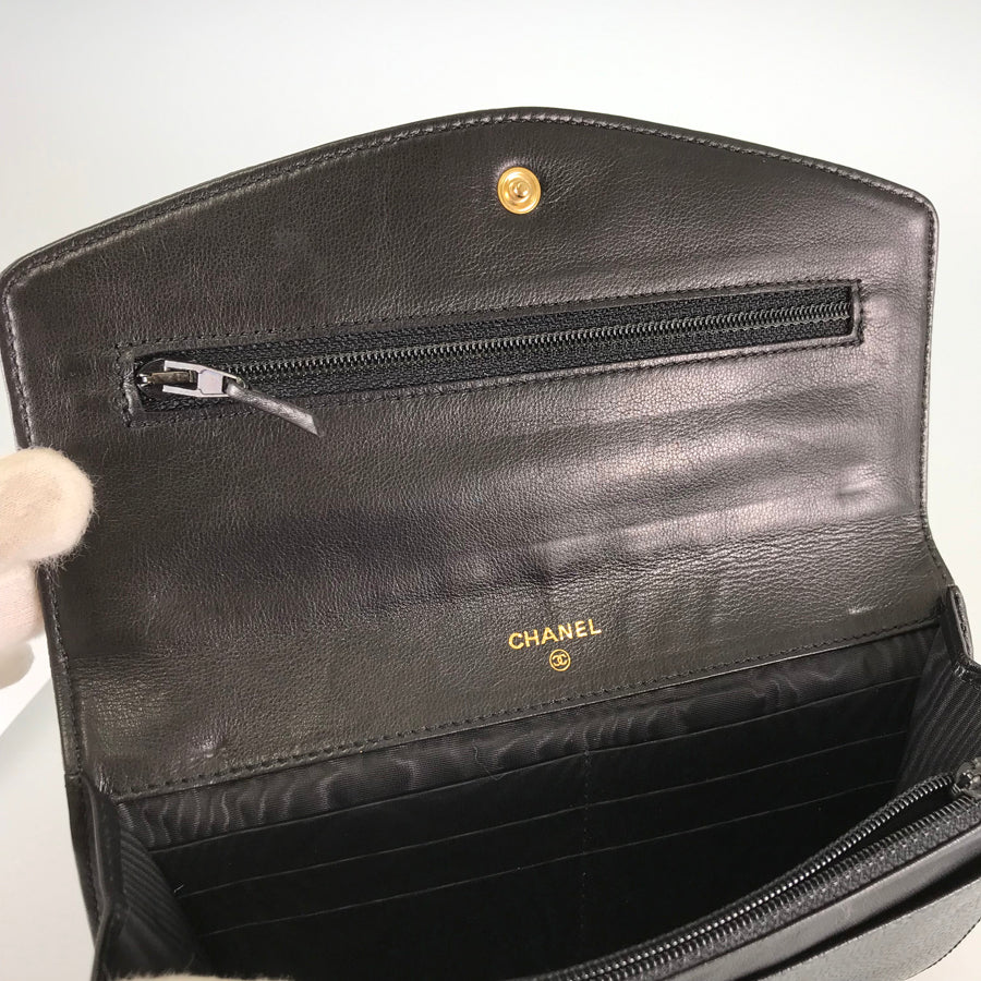 CHANEL Long wallet Folding cover lid