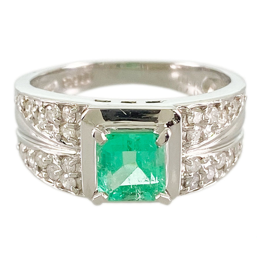 Ring Platinum Emerald Diamond