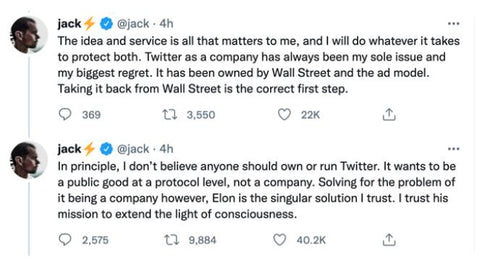 Twitter co-founder and former CEO Jack Dorsey tweeted