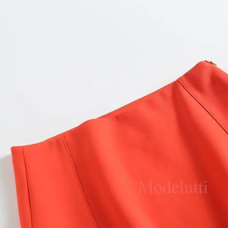 Modelutti 2023 New Autumn Fashion Women Mini Skirt All-match Solid Color Simple Temperament Slim Casual Bottoms Female Chic