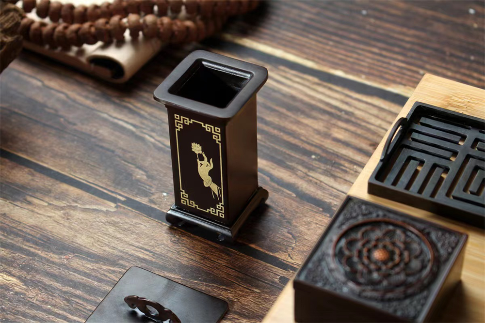 Incense tool holder and square copper burner details