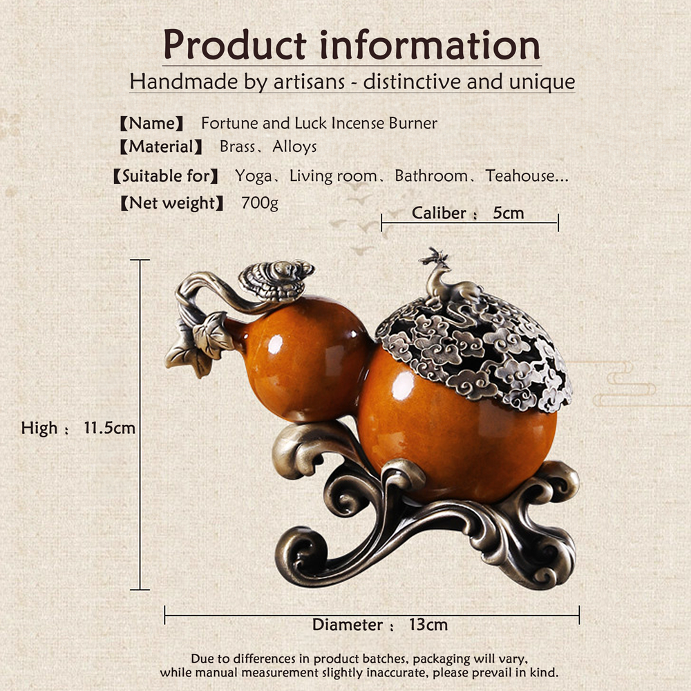 Fortune and Green Cloud incense burner dimensions and materials