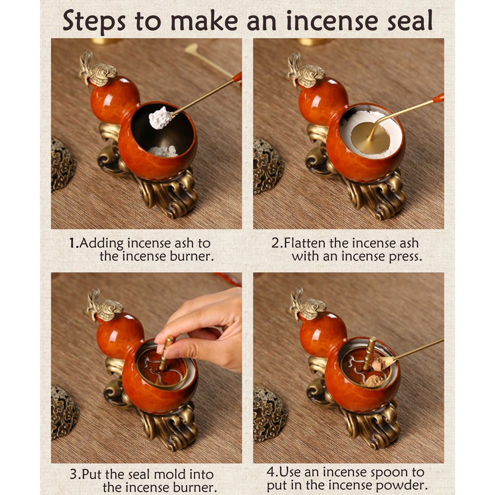 Steps for preparing an incense seal in the ceramic burner