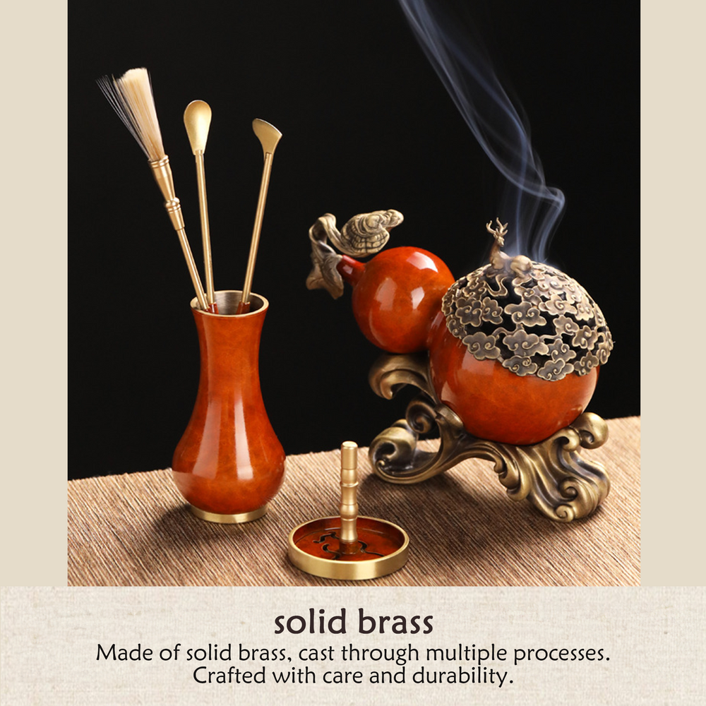 Solid brass tools with the Auspicious Harmony incense burner