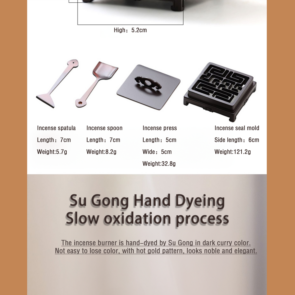 Material and slow oxidation process of the copper incense burner