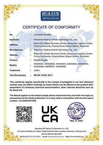 welkin wkem001 and wkem002 UKCA-15194, test standard BS EN 15194 2017