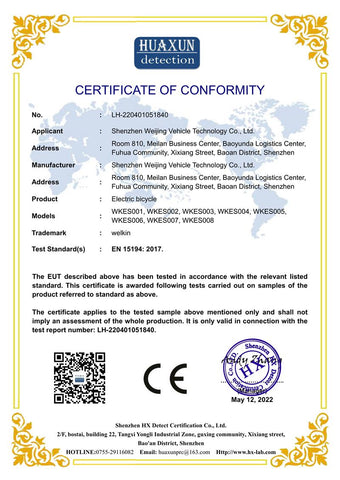 welkin wkes001 and wkes002 EN 15194 CE