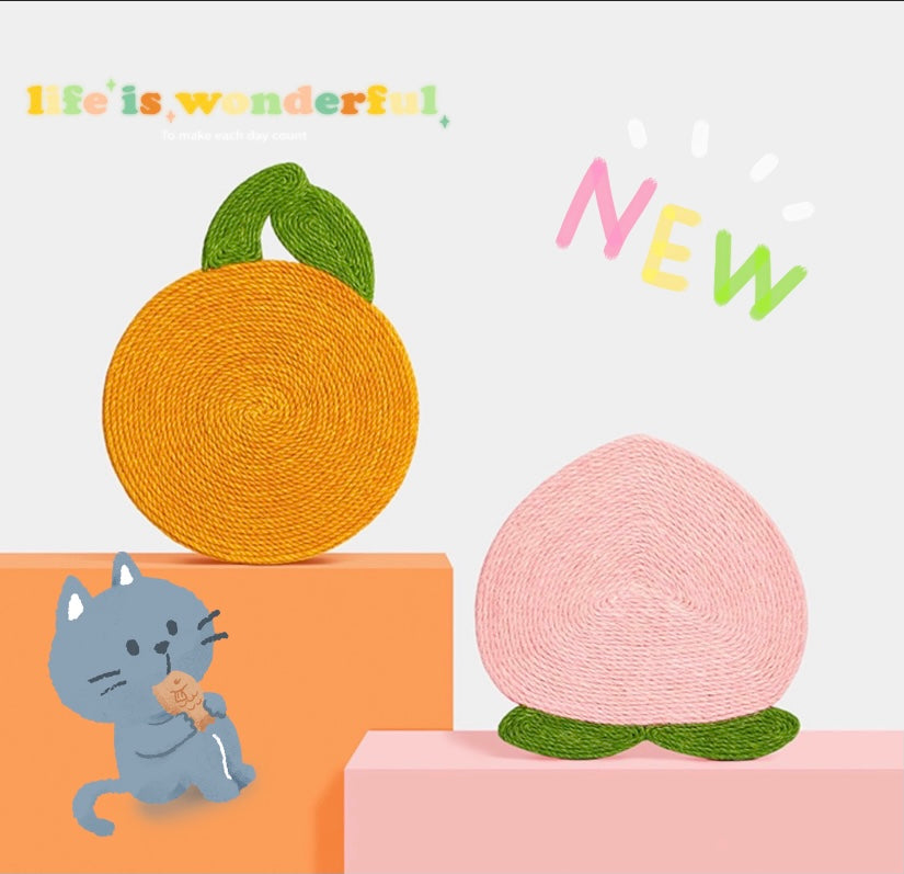 cute fruit cat scratcher, cat toys, peach and citrus
