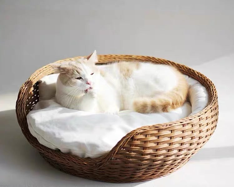 Handmade rattan cat bed