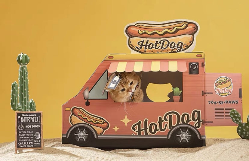 Hotdog car cat scratcher, scratch cardboard box