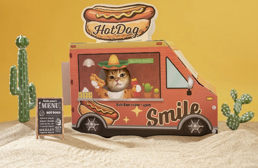 Hotdog car cat scratcher, scratch cardboard box