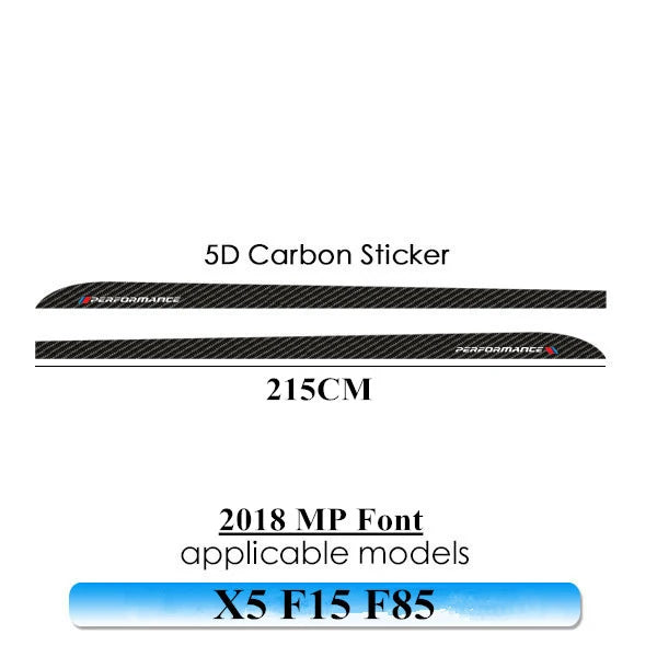 5D Carbon Fibre Vinyl M Performance Car Stickers Racing Side Stripes Sill Skirt Decals For BMW X5 E70 F15 F85 Accessories 2pcs