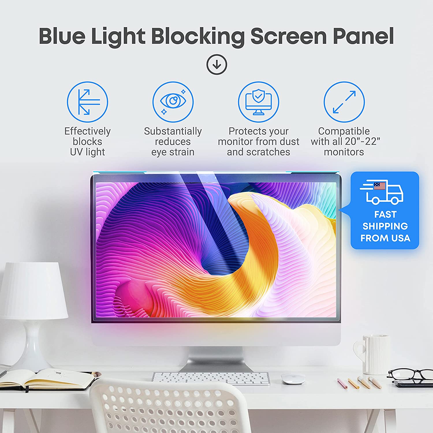 Monitor Universal Blue Light Blocking Acrylic Screen 20, 21.5, 21.6, 22 Inch 16:9/16:10