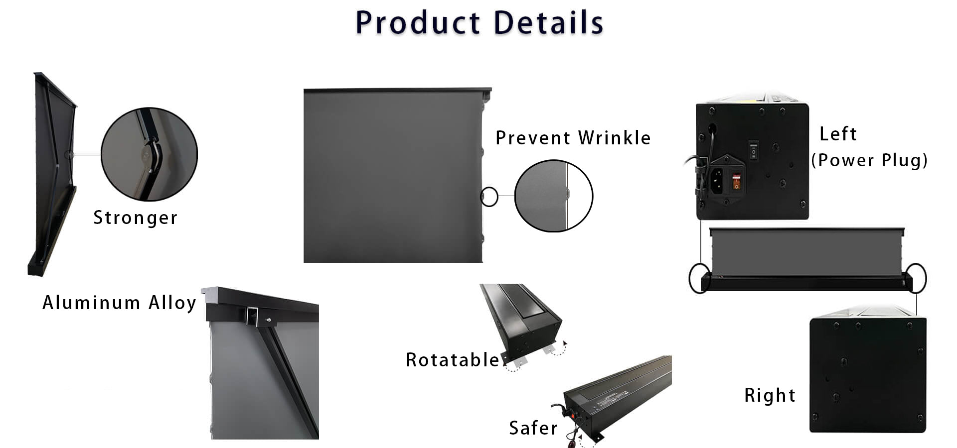 XIJING screens.Easy to mount on a sloped ceiling using hooks and moveable anchors to align with wall studs. Acoustic transparent material holes are not noticeable at view distance. Light bleed through is manageable. No wrinkles at all, rolls up perfect.