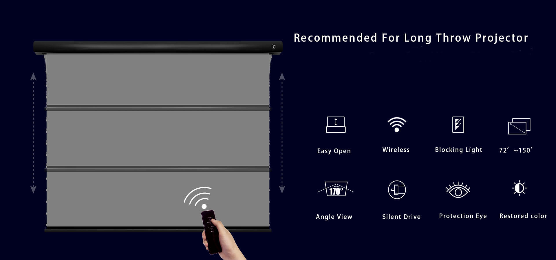 Easy to maintenance – Simply wipe down the screen with a soft cloth and roll up when not in use to make your screen last for a long time