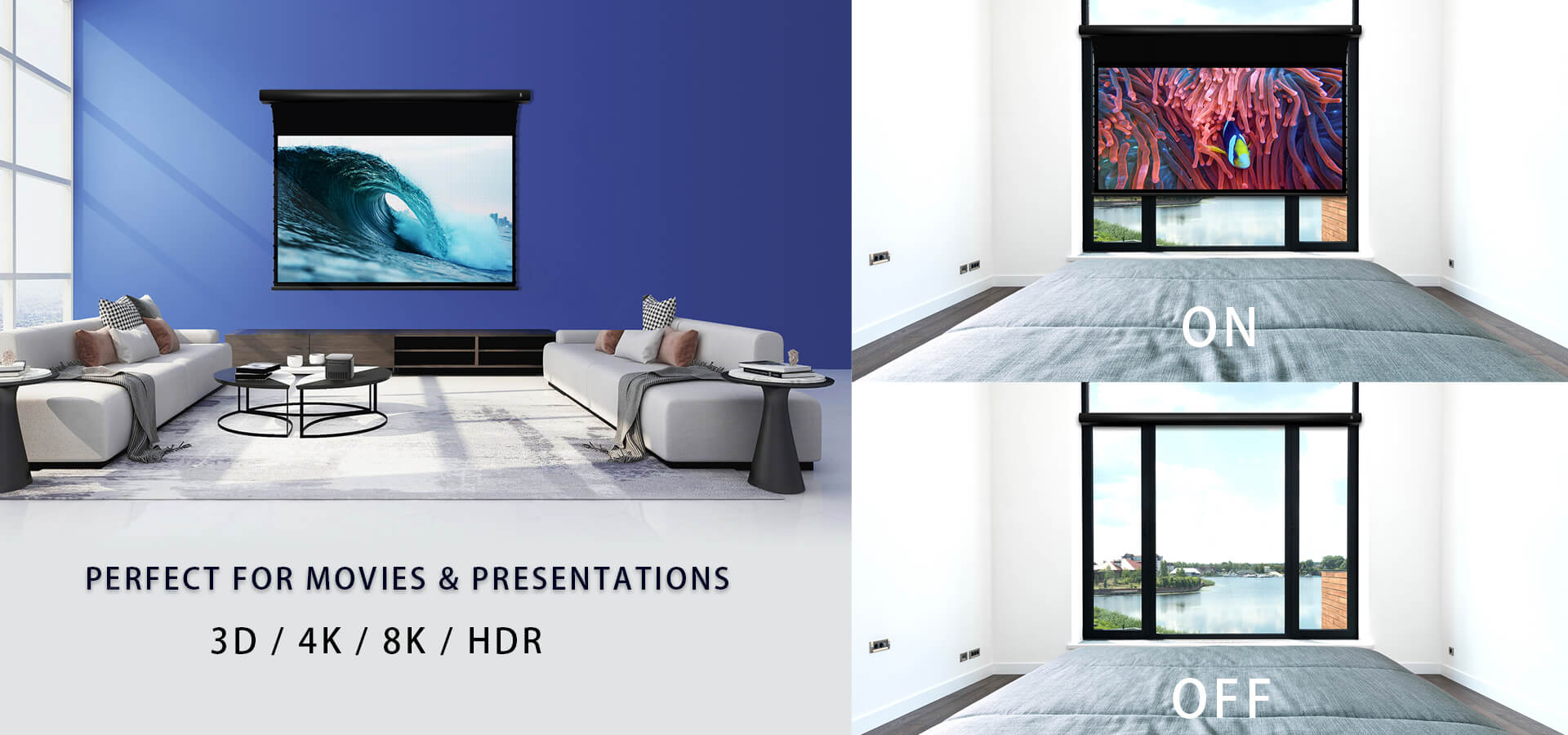 XIJING Projector Screen,Motorized In Ceiling Projector Screen,Electric In Ceiling Projection Screen