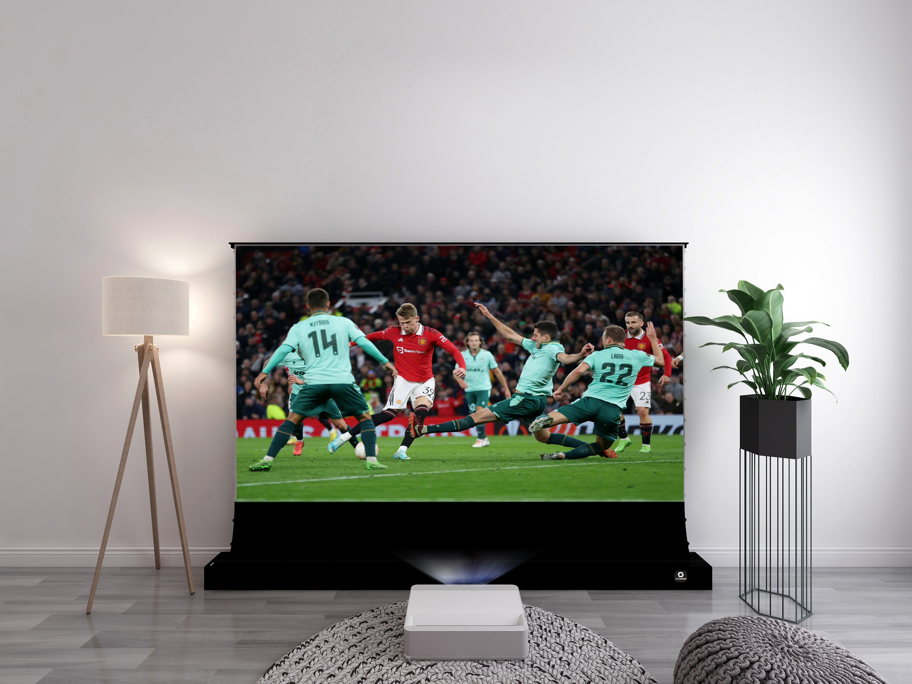 Take this XIJING electric floor rising screen anywhere with you and enjoy a satisfying movie night. Whether you are at home or outside, as long as you have a flat surface, you will have a screen that is ready to go. The screen folds up as easily as it is set up. And the aluminum casing makes it easy to transport the screen.