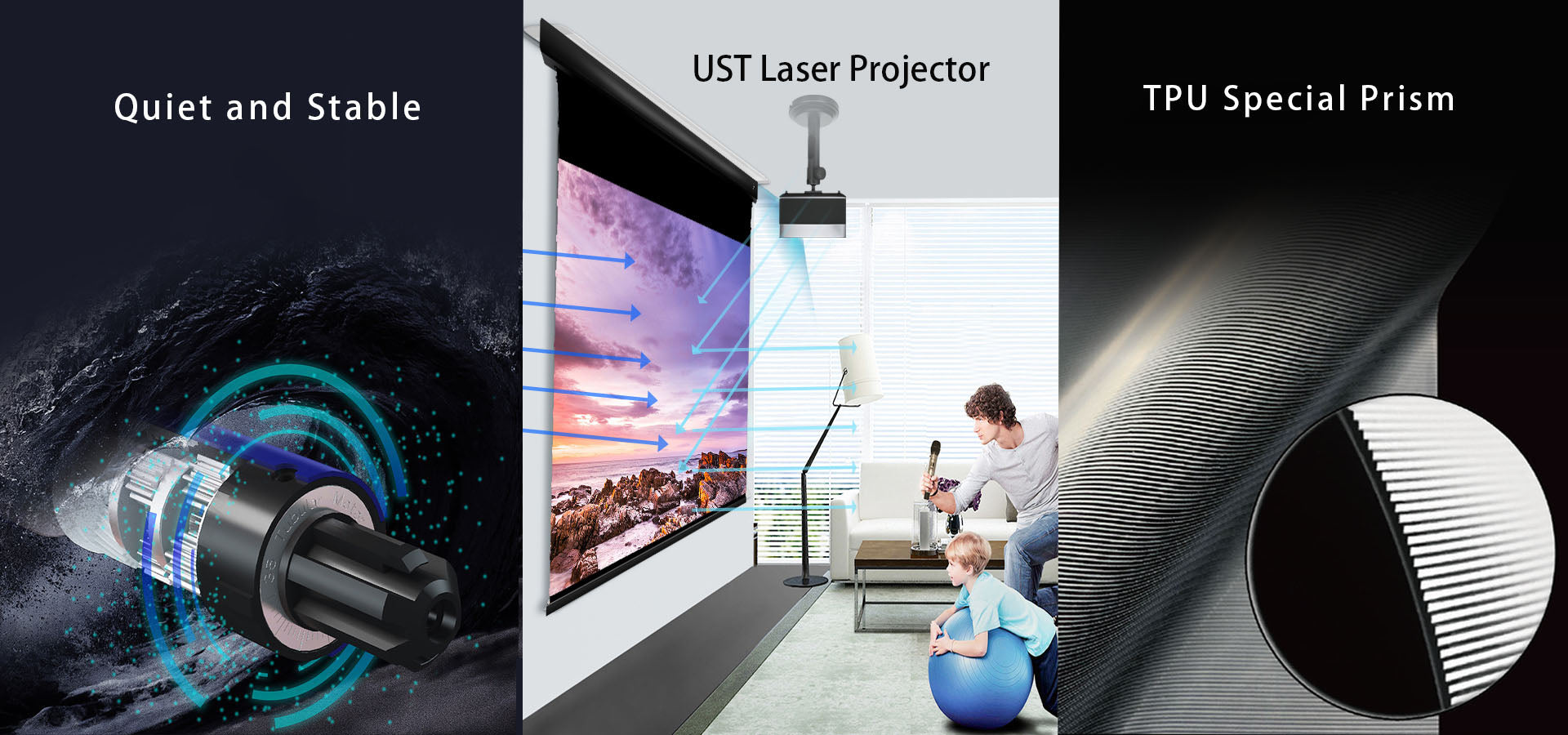 free-hanging, wall- or ceiling-mounted projection screen quick and easy installation. Fascia is easily removable if maintenance is required.