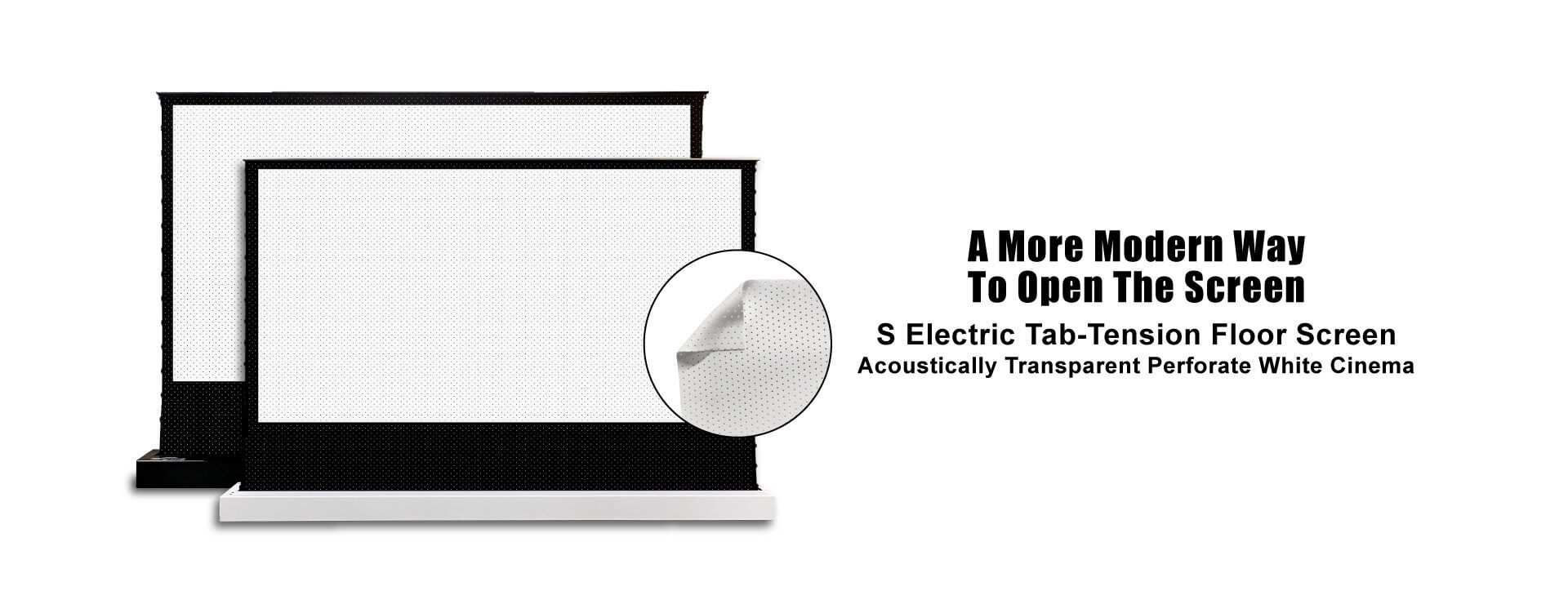 Perforated Acoustic design If speakers are placed in the area behind the black border upper the screen The sound can pass through the aperture of 0.4mm. While maintaining the sound transmission, the "blocking feeling" of the sound blocked by the screen surface is greatly reduced, and the effect of 3D stereo surround sound is realized