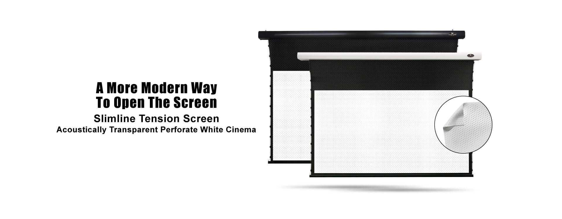 Slimline Tension Screen Acoustically Transparent Perforate XIJING White Cinema