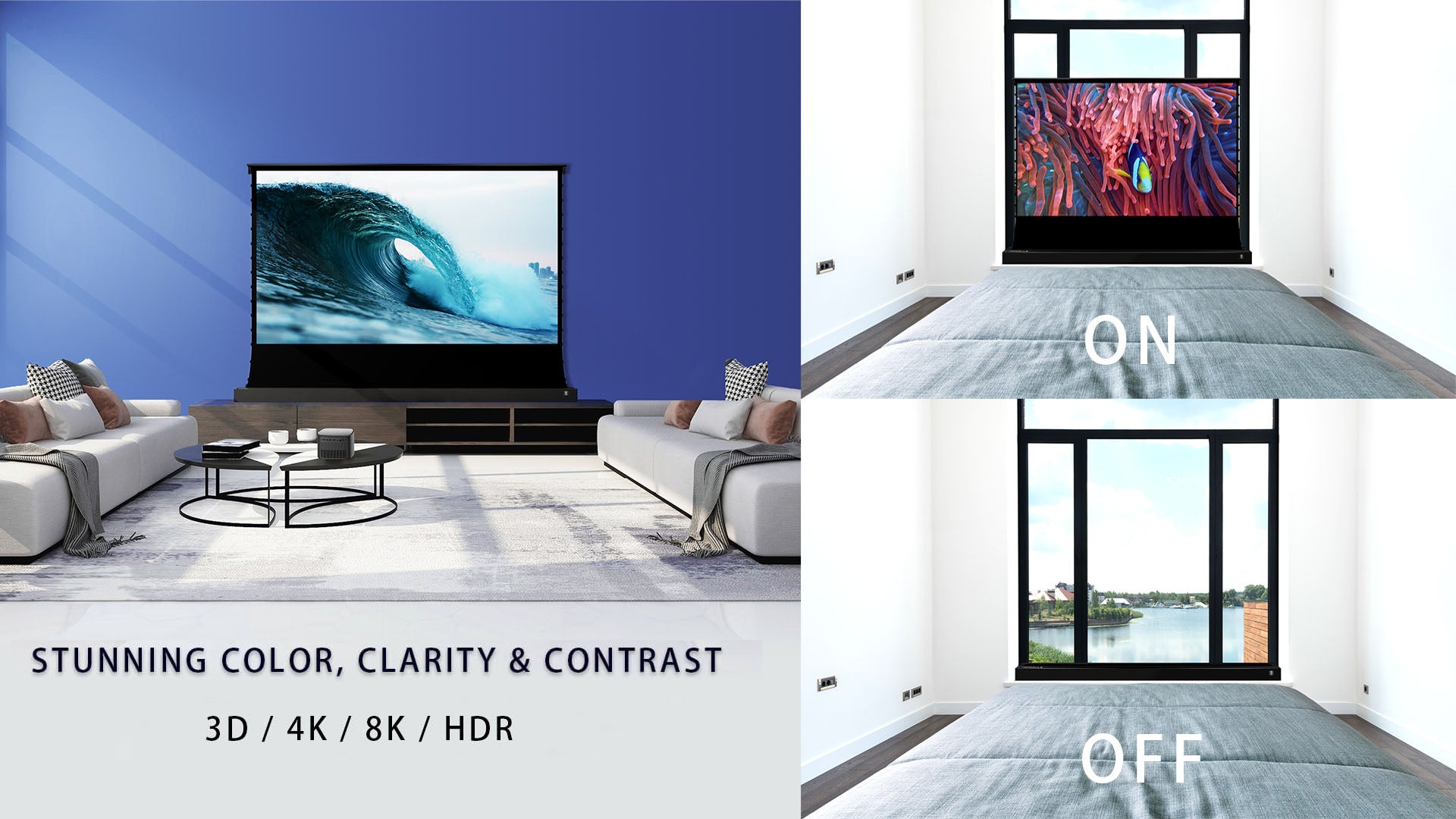 XIIJING Electric Projector Screen,Motorized Projector Screen With Remote Controller,Electric Motorized Projection Screen