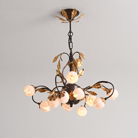 ZEPHYR Antique Black & Pink Flower Wall Sconce By Amanda Lighting