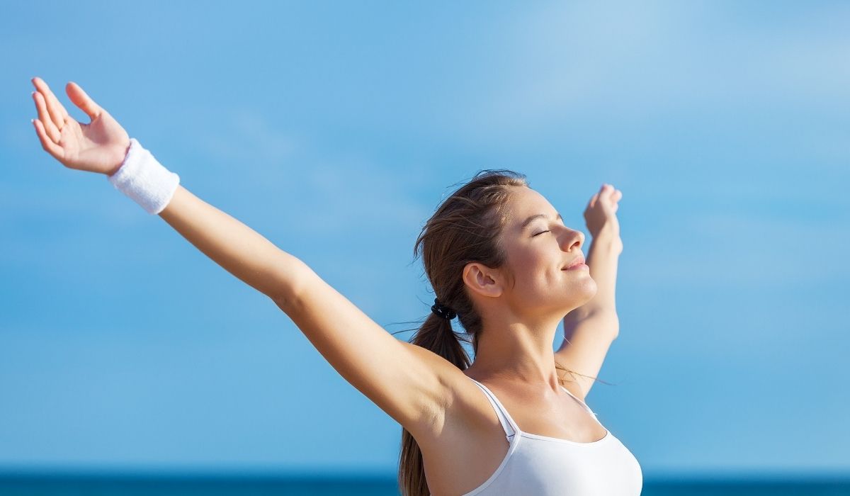 Cheerful woman enjoying life