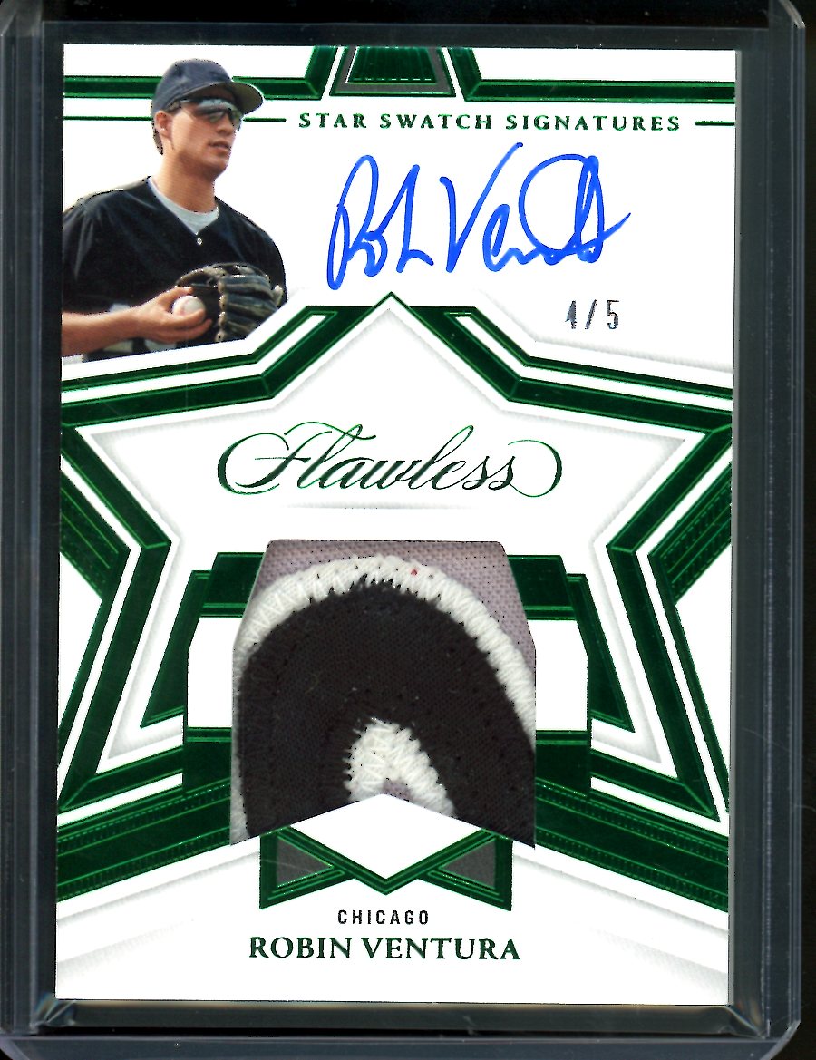 2023 Panini Flawless Robin Ventura Star Swatch Signatures Patch Auto Emerald /5 White Sox