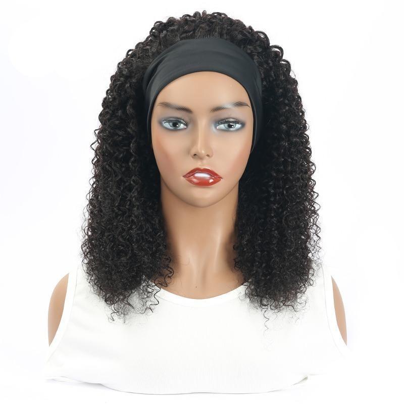 BeuMax Headband Kinky curly Scarf Human Hair Wigs