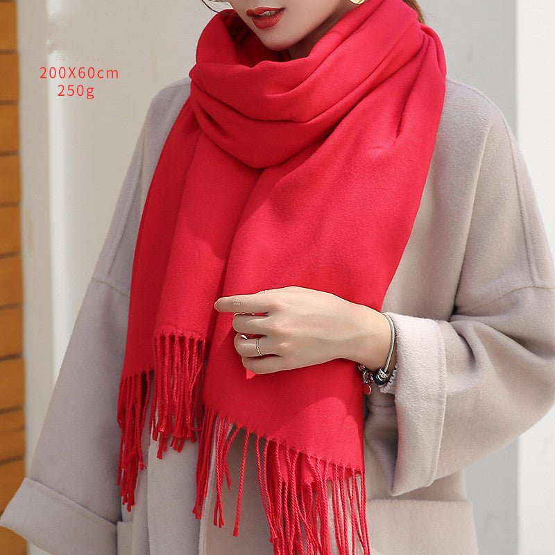 Chinese red imitation cashmere wool long scarf