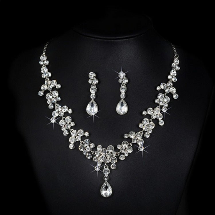Korean wedding bride female diamond necklace earrings set water hot money supply accessories trade
