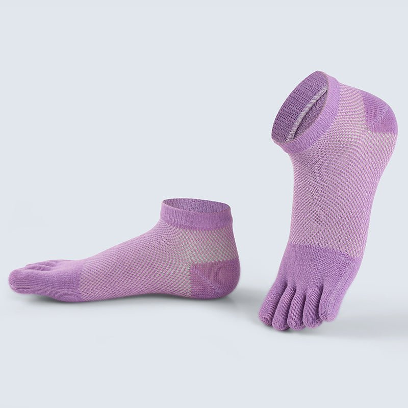 Mesh Cotton Mid-tube Five-toed Socks Split Toe Solid Color Sports