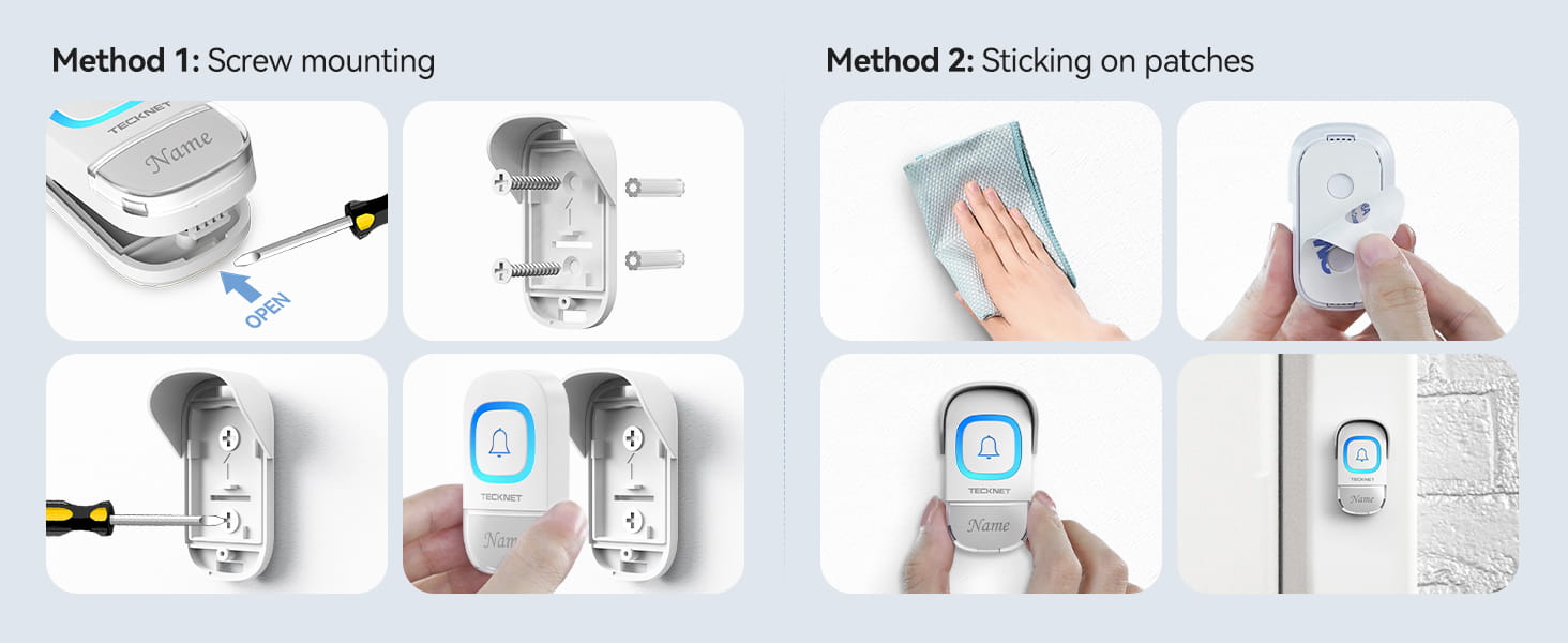 TECKNET Mini RGB Light Wireless Doorbell with USB Receiver