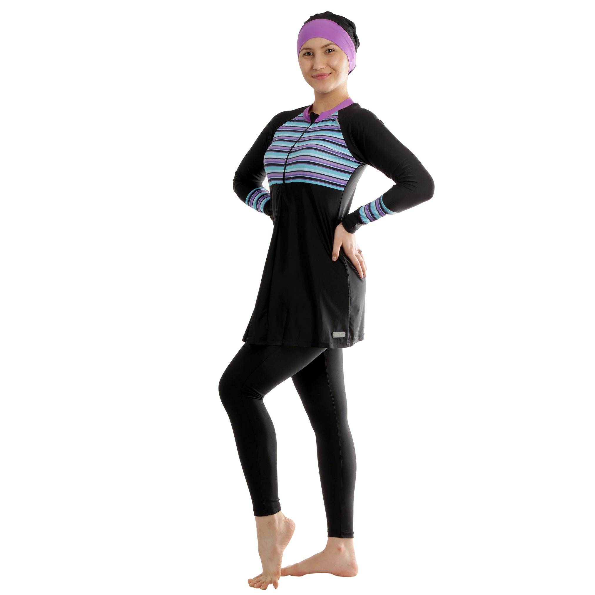 BURKINI Stripes Full Cover Swimsuit