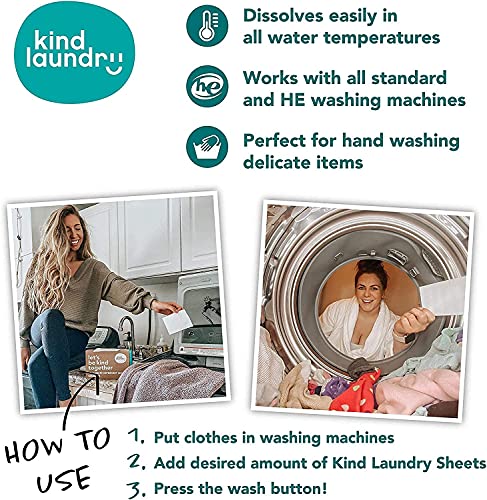 KIND LAUNDRY Detergent Sheets (Unscented) - Award Winning Eco Friendly Washer Soap Strips, Plant Based Liquidless Formula, Zero Waste, Free and Clear, Great for Travel, Camping (60 loads)