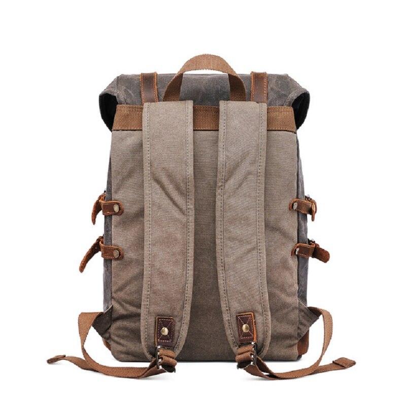 Canvas Leather Waterproof Student Backpack 20 to 35 Litre