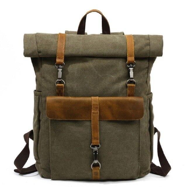 Canvas Leather Travel Daypack 20 Liter Backpack in 5 Colors