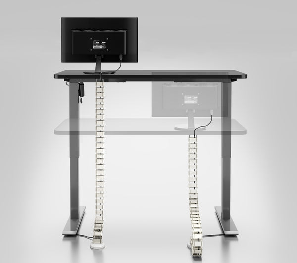 Maidesite cable spine ensures a clutter-free workspace whether you're sitting or standing