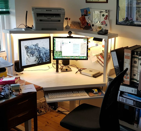 L shaped standing desk corner height adjustable table for home office