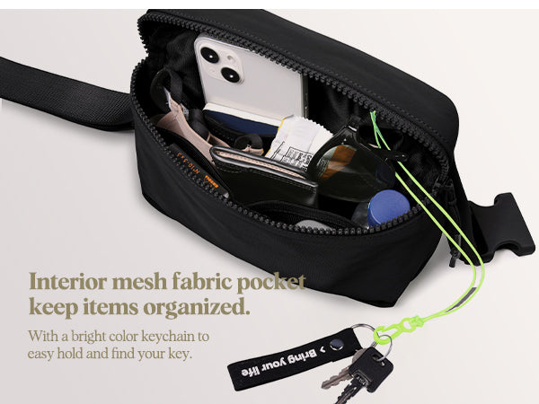 Ododos 2L Belt Bag with interior mesh fabric pocket