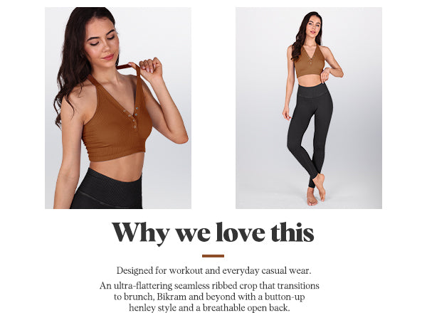 Ododos why love 2-Pack Seamless Henley Crop