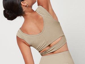 Ododos V-Neck Ruched Front Crop Tank